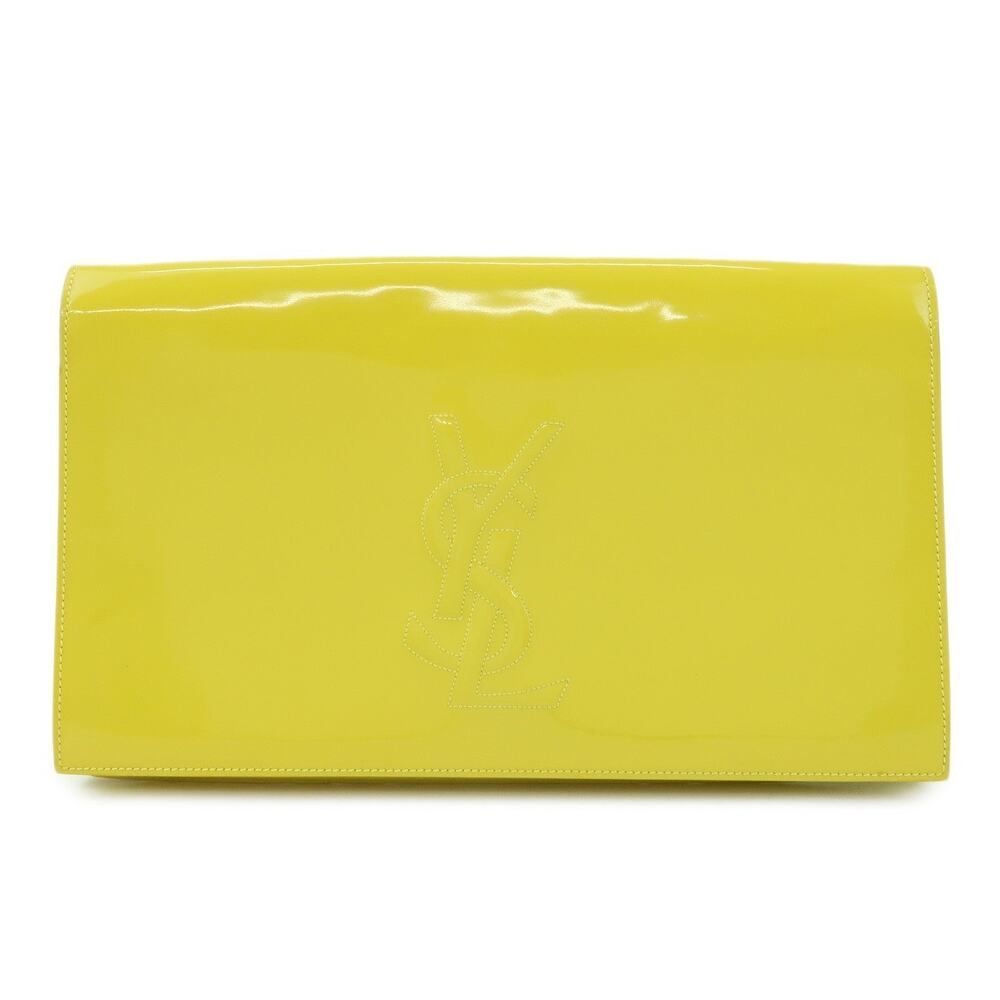Saint Laurent Cassandra Patent Leather Clutch Yellow